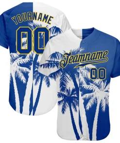 Personalized Blue White 3D Pattern Design Hawaii Coconut Trees Custom Name Number Sublimation Uniform