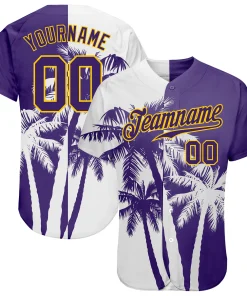 Personalized Purple White Hawaii Coconut Trees Custom Name Number Sublimation Uniform