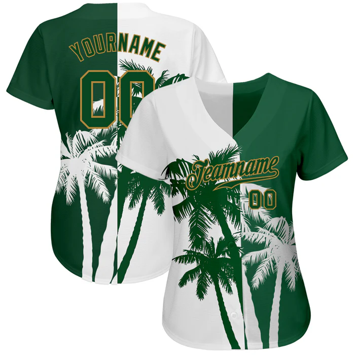 Personalized Green White Hawaii Coconut Trees Custom Name Number Sublimation Uniform - Image 3
