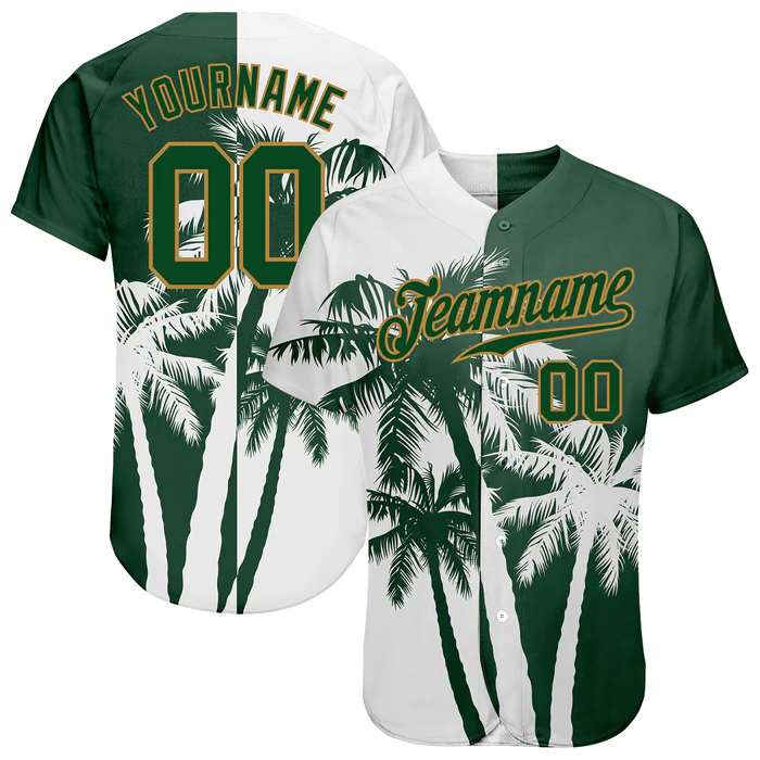 Personalized Green White Hawaii Coconut Trees Custom Name Number Sublimation Uniform