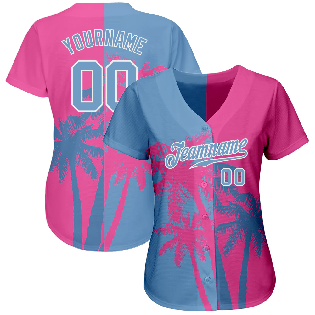 Personalized 3D Pattern Design Hawaii Coconut Trees Pink Blue Custom Name Number Sublimation Uniform - Image 3