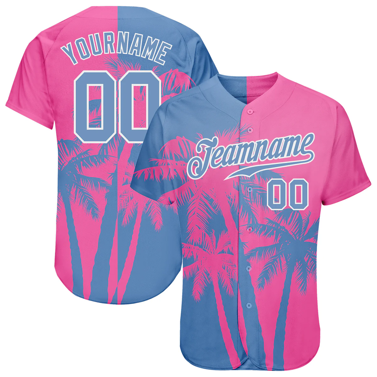 Personalized 3D Pattern Design Hawaii Coconut Trees Pink Blue Custom Name Number Sublimation Uniform