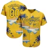 Personalized Yellow Royal Sun Beach Hawaii Palm Trees Custom Name Number Sublimation Uniform
