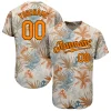 Personalized Cream Orange-Brown Hawaii Palm Leaves Custom Name Number Sublimation Uniform