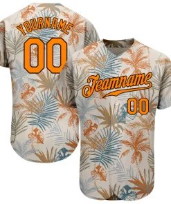 Personalized Cream Orange-Brown Hawaii Palm Leaves Custom Name Number Sublimation Uniform