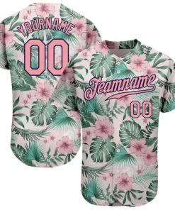 Personalized 3D Pattern Design White Pink Hawaii Palm Leaves And Flowers Custom Name Number Sublimation Uniform