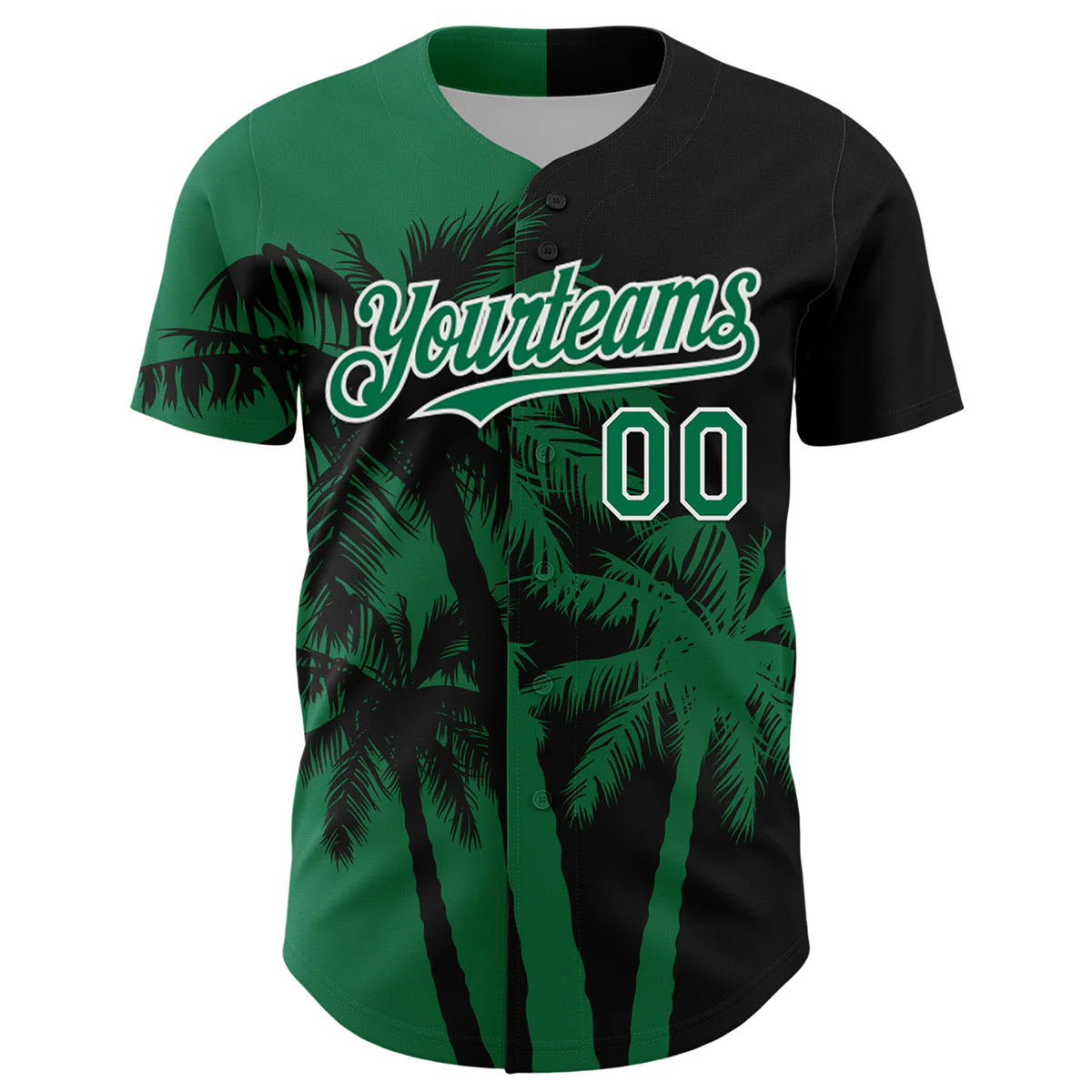 Personalized Black Green Hawaii Palm Trees Tropical Custom Name Number Sublimation Uniform - Image 3
