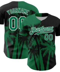 Personalized Black Green Hawaii Palm Trees Tropical Custom Name Number Sublimation Uniform