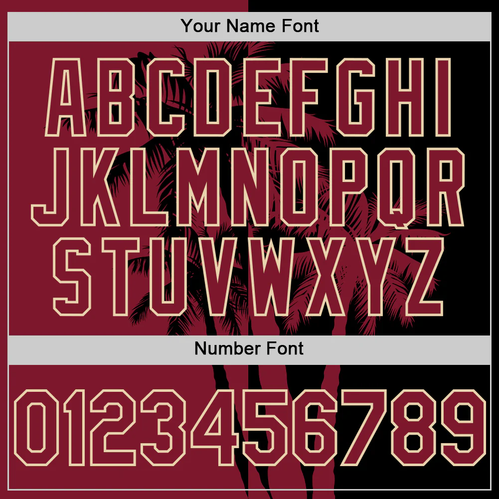 Personalized Black Crimson Hawaii Palm Trees Tropical Custom Name Number Sublimation Uniform - Image 5