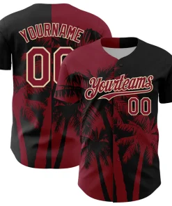 Personalized Black Crimson Hawaii Palm Trees Tropical Custom Name Number Sublimation Uniform