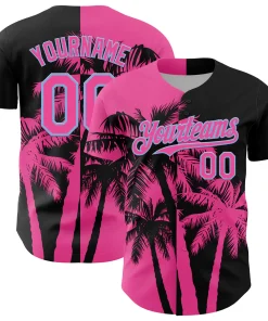 Personalized Black Light Pink Hawaii Palm Trees Tropical Custom Name Number Sublimation Uniform
