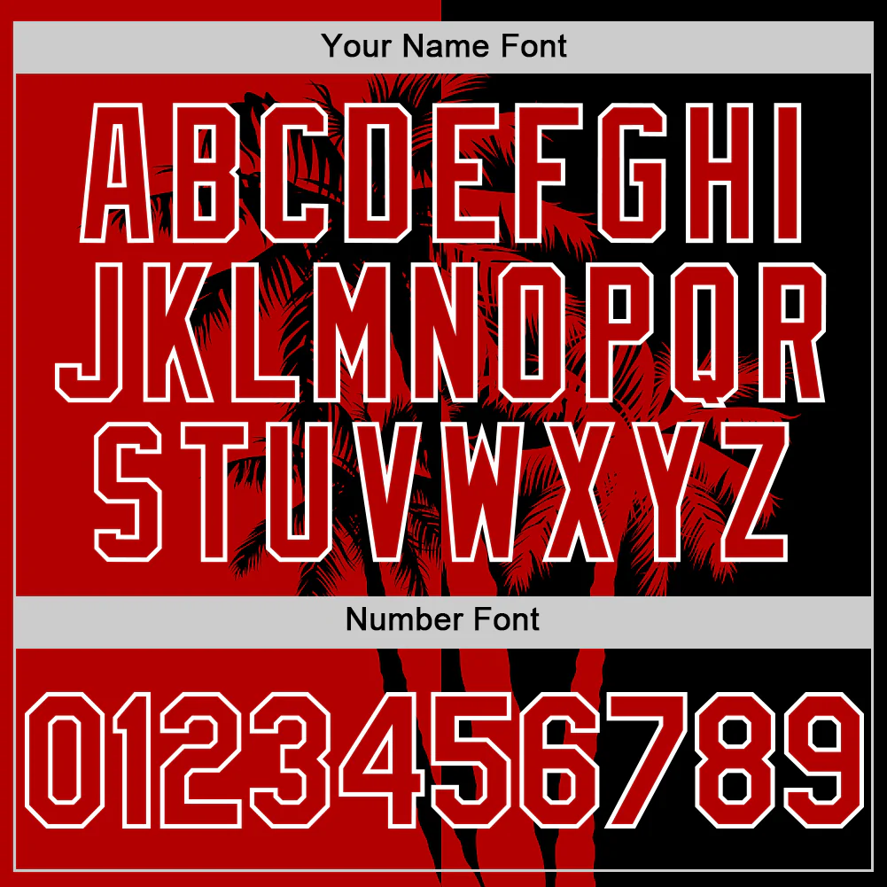 Personalized Black Red Hawaii Palm Trees Tropical Custom Name Number Sublimation Uniform - Image 5