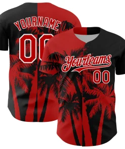 Personalized Black Red Hawaii Palm Trees Tropical Custom Name Number Sublimation Uniform
