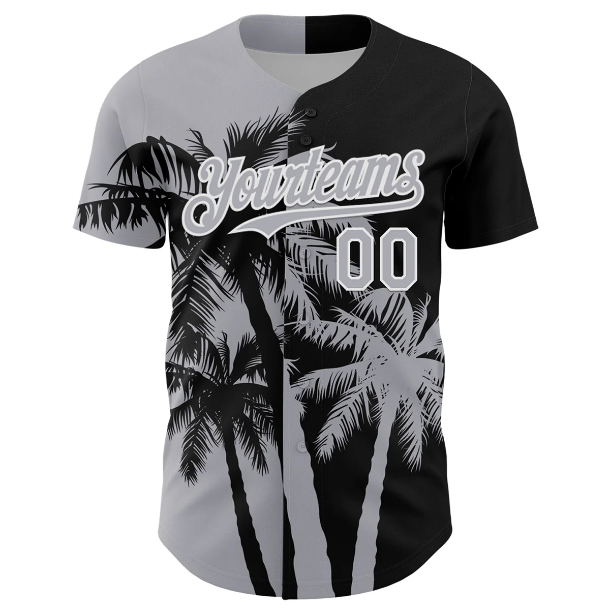 Personalized Black Grey Hawaii Palm Trees Tropical Custom Name Number Sublimation Uniform - Image 3