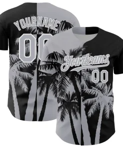Personalized Black Grey Hawaii Palm Trees Tropical Custom Name Number Sublimation Uniform