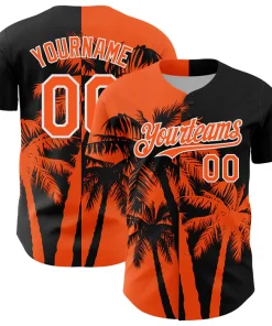 Personalized Black Orange Hawaii Palm Trees Tropical Custom Name Number Sublimation Uniform