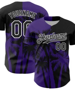 Personalized Black Purple Hawaii Palm Trees Tropical Custom Name Number Sublimation Uniform