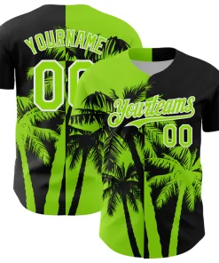 Personalized Black Neon Green Hawaii Palm Trees Tropical Custom Name Number Sublimation Uniform