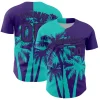 Personalized Purple Aqua Blue Hawaii Palm Trees Tropical Custom Name Number Sublimation Uniform