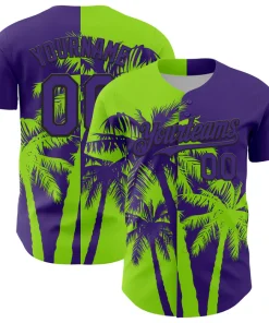 Personalized Purple Green Hawaii Palm Trees Tropical Custom Name Number Sublimation Uniform
