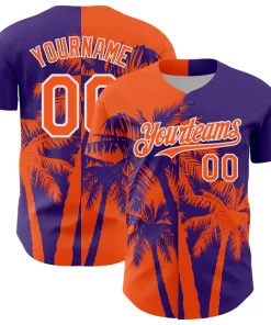 Personalized Purple Orange Hawaii Palm Trees Tropical Custom Name Number Sublimation Uniform
