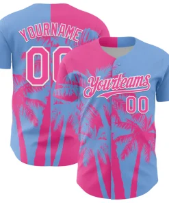 Personalized Blue Pink Hawaii Palm Trees Tropical Coconut Custom Name Number Sublimation Uniform