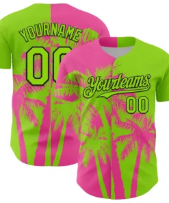 Personalized Kelly Green Pink Hawaii Palm Trees Tropical Coconut Custom Name Number Sublimation Uniform
