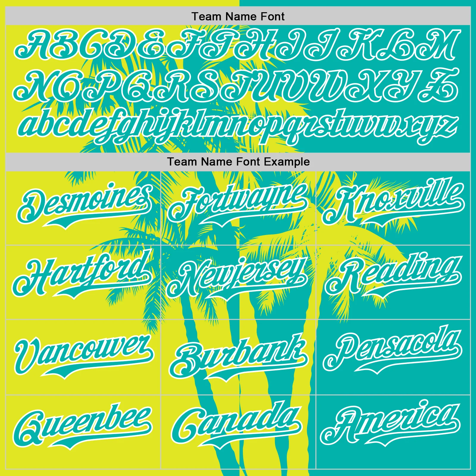 Personalized Aqua Neon Yellow Hawaii Palm Trees Tropical Coconut Custom Name Number Sublimation Uniform - Image 5