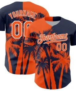 Personalized Navy Orange Hawaii Palm Trees Tropical Coconut Custom Name Number Sublimation Uniform