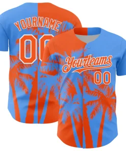 Personalized Electric Blue Orange Hawaii Palm Trees Tropical Custom Name Number Sublimation Uniform