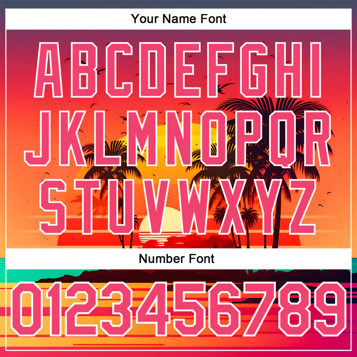 Personalized Neon Pink Hawaii Palm Trees And Beach Sunrise Custom Name Number Sublimation Uniform - Image 6