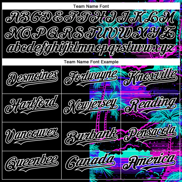 Personalized Black Neon 3D Pattern Design Beach Hawaii Palm Trees Custom Name Number Sublimation Uniform - Image 6