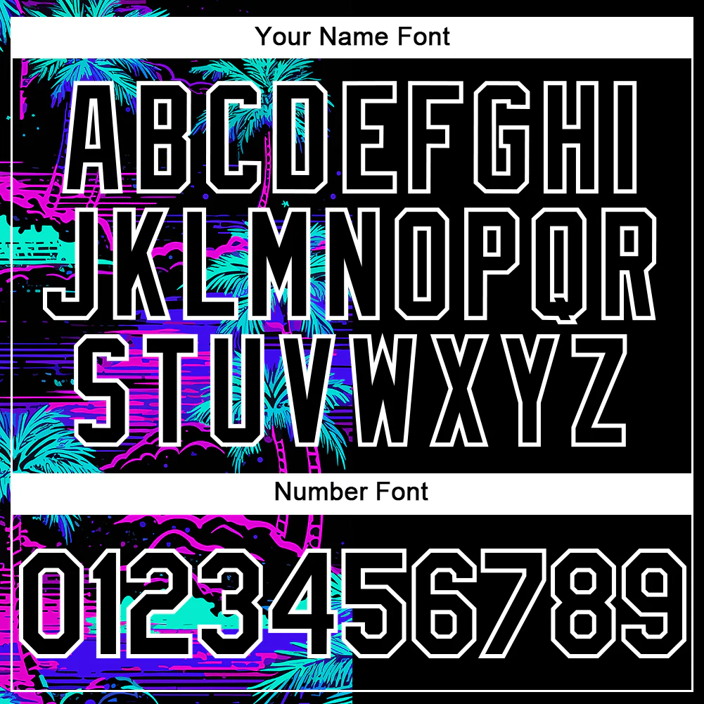 Personalized Black Neon 3D Pattern Design Beach Hawaii Palm Trees Custom Name Number Sublimation Uniform - Image 5
