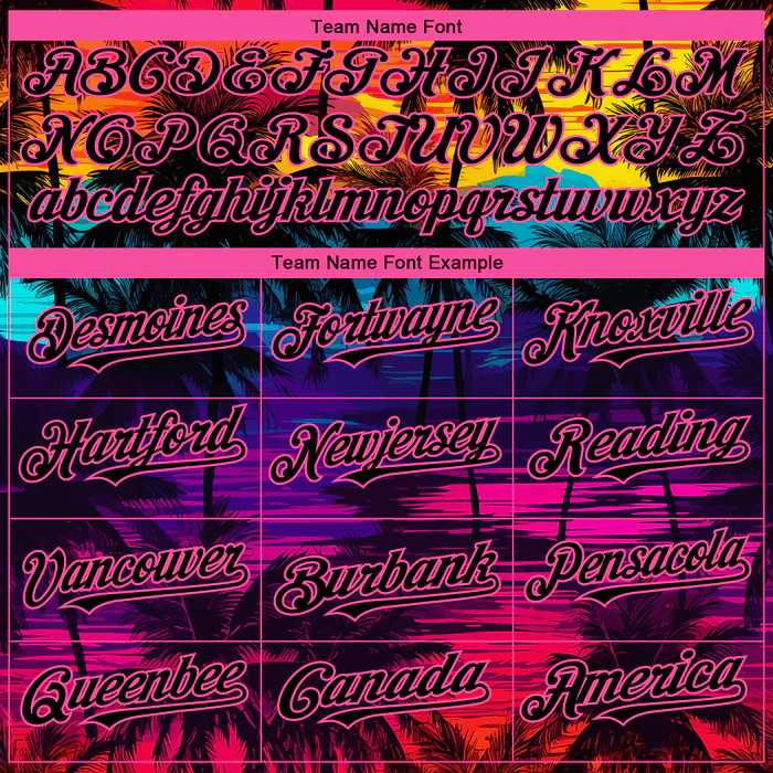Personalized Black Pink 3D Pattern Design Tropical Hawaii Palms Trees Custom Name Number Sublimation Uniform - Image 6