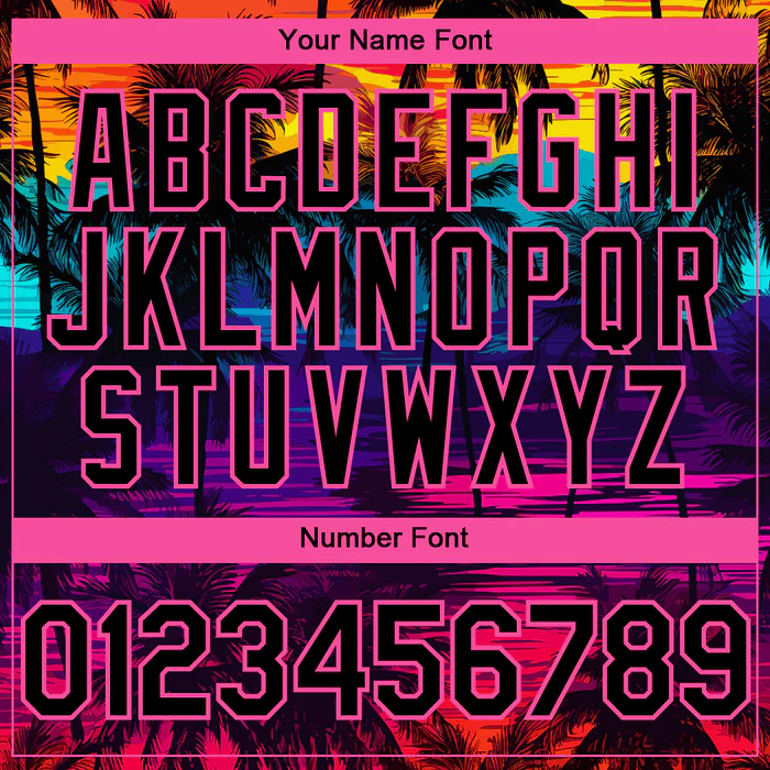 Personalized Black Pink 3D Pattern Design Tropical Hawaii Palms Trees Custom Name Number Sublimation Uniform - Image 5