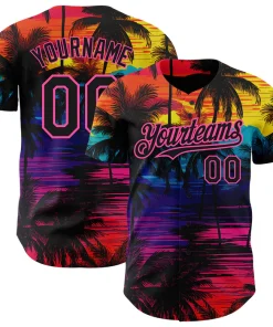 Personalized Black Pink 3D Pattern Design Tropical Hawaii Palms Trees Custom Name Number Sublimation Uniform