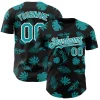 Personalized Black Teal Hawaii Palm Leaves Custom Name Number Sublimation Uniform