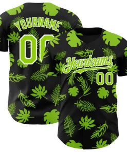 Personalized Black Neon Green Hawaii Palm Leaves Custom Name Number Sublimation Uniform