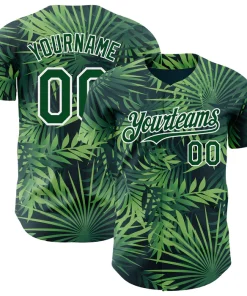 Personalized Green 3D Hawaii Palm Leaves Custom Name Number Sublimation Uniform