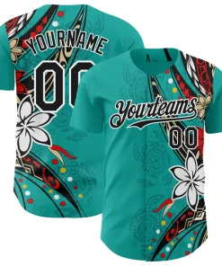 Personalized Teal Black White 3D Hawaii Flower Custom Name Number Sublimation Uniform