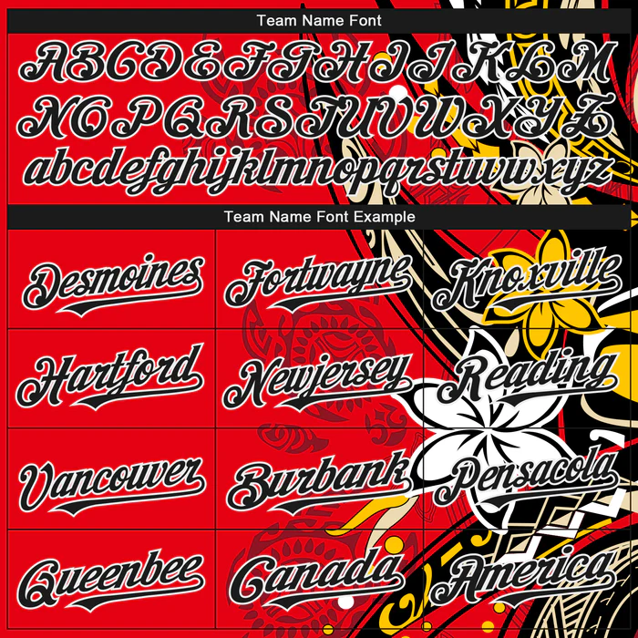 Personalized Red Black White 3D Hawaii Flower Custom Name Number Sublimation Uniform - Image 6