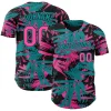Personalized Black Pink-Teal 3D Hawaii Palm Leaves Custom Name Number Sublimation Uniform