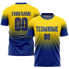 Personalized Soccer Jersey Royal Yellow Fade Gradient Custom Name and Number Sublimation Uniform