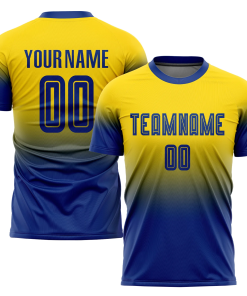 Personalized Soccer Jersey Royal Yellow Fade Gradient Custom Name and Number Sublimation Uniform