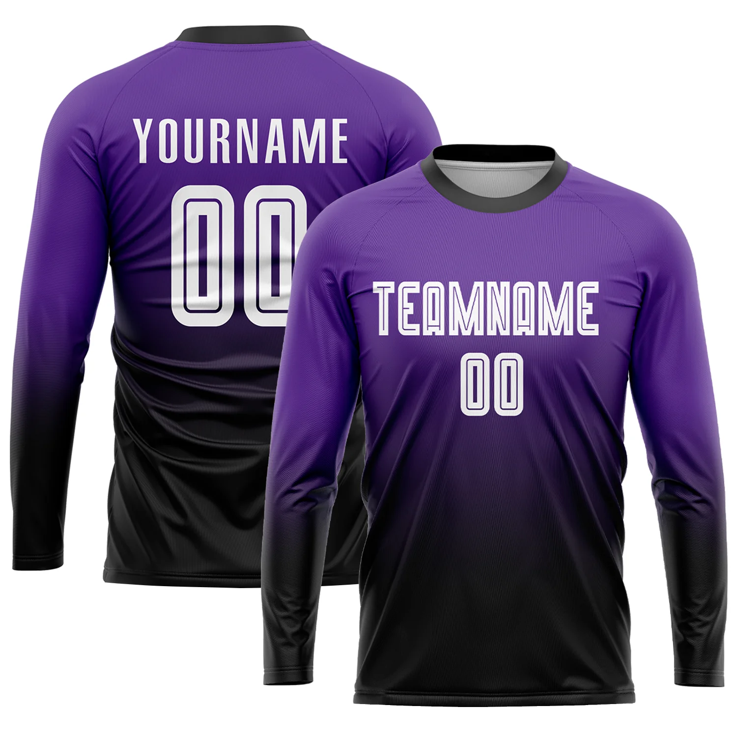 Custom Soccer Jersey Purple Black Fade Gradient – Personalized Name & Number Sublimated Uniform - Image 3
