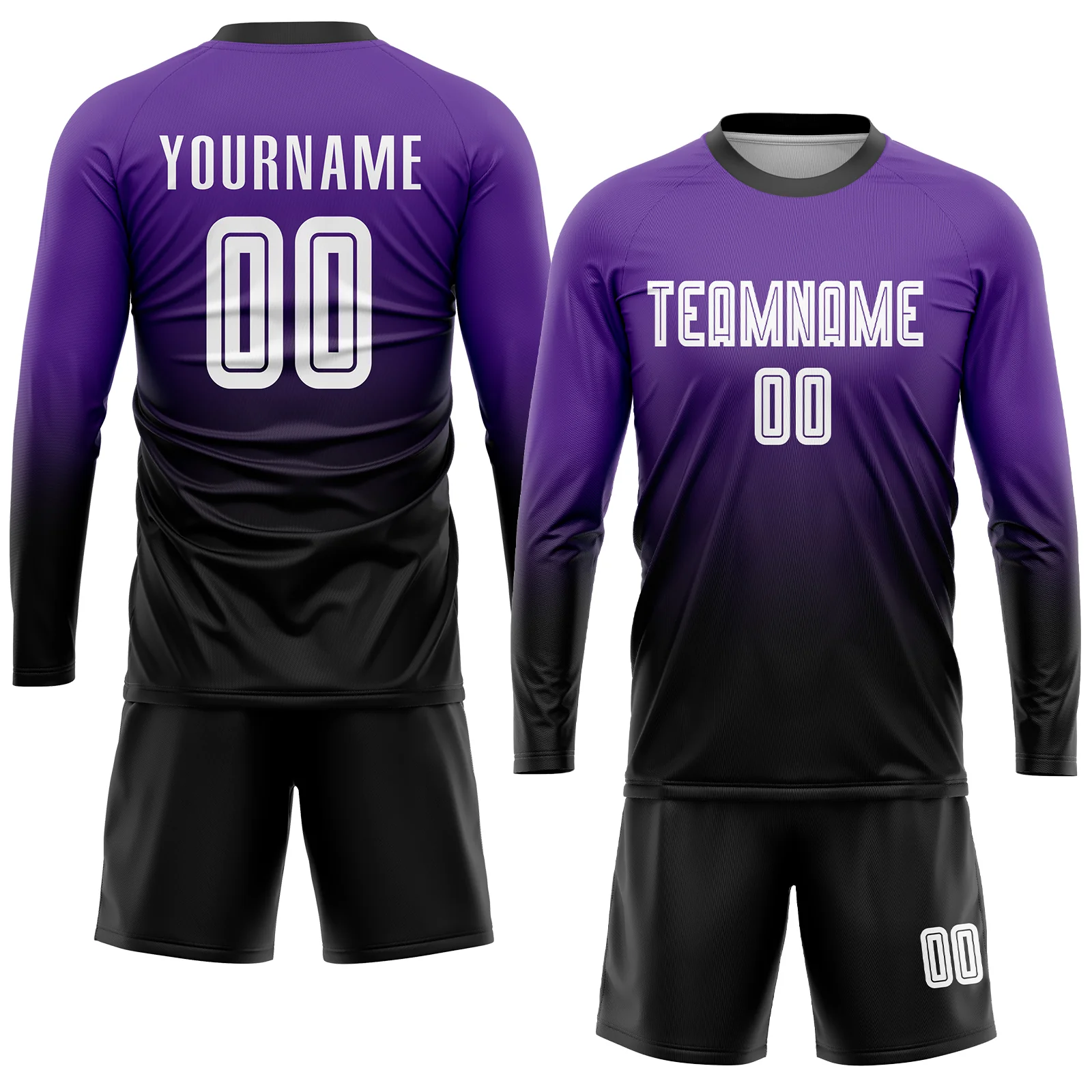 Custom Soccer Jersey Purple Black Fade Gradient – Personalized Name & Number Sublimated Uniform - Image 5