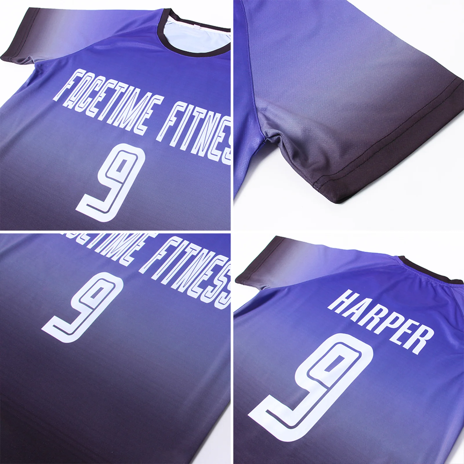 Custom Soccer Jersey Purple Black Fade Gradient – Personalized Name & Number Sublimated Uniform - Image 7