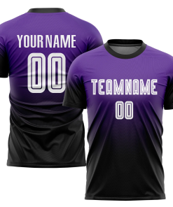 Custom Soccer Jersey Purple Black Fade Gradient – Personalized Name & Number Sublimated Uniform