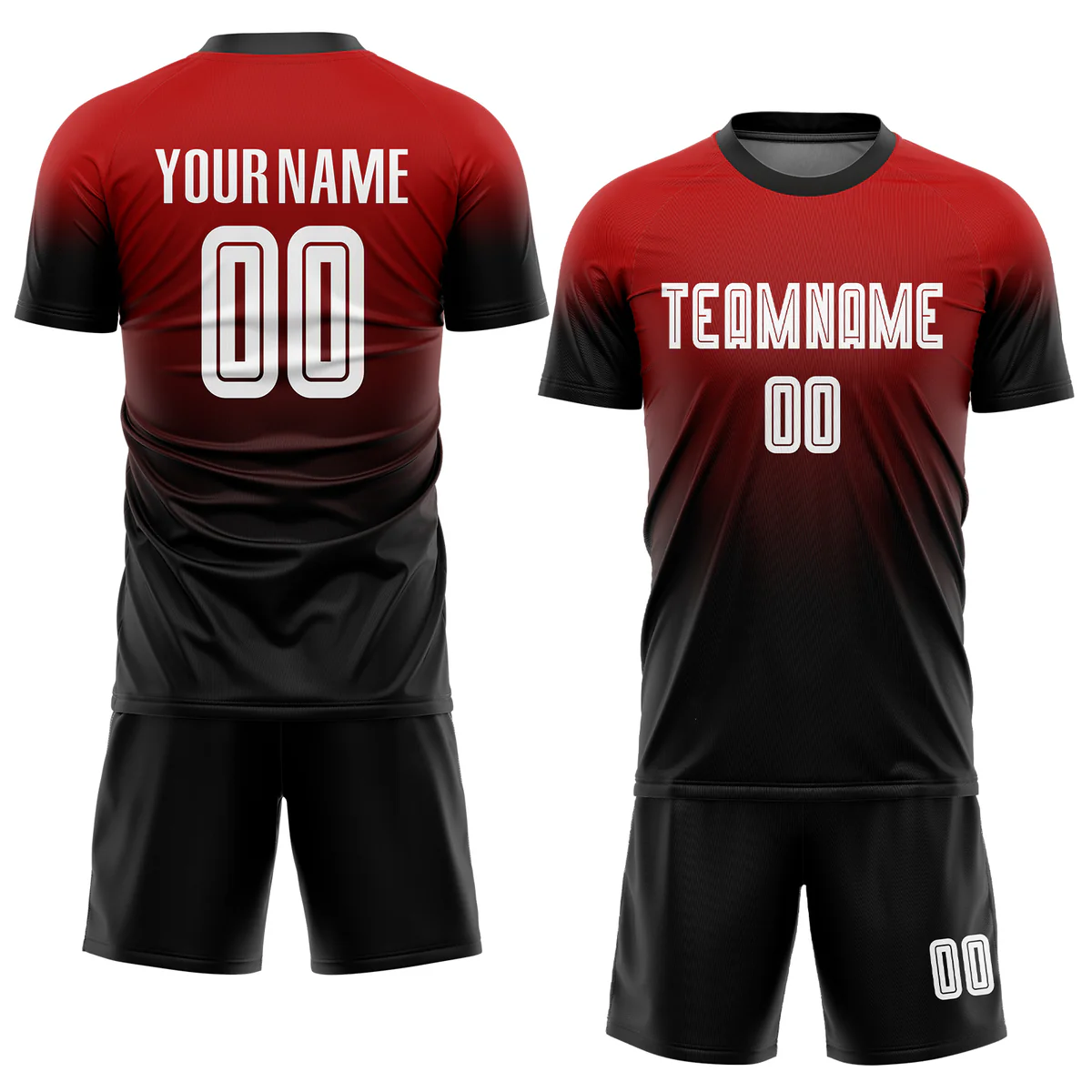 Custom Soccer Jersey Red Black Fade Gradient – Personalized Name & Number Sublimated Uniform - Image 4