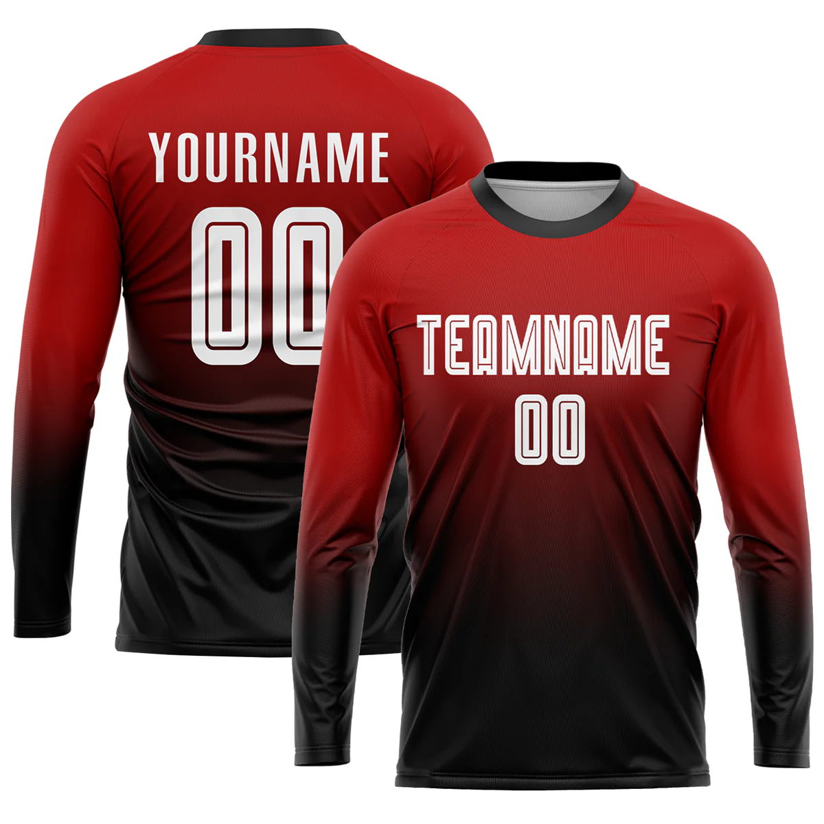 Custom Soccer Jersey Red Black Fade Gradient – Personalized Name & Number Sublimated Uniform - Image 3